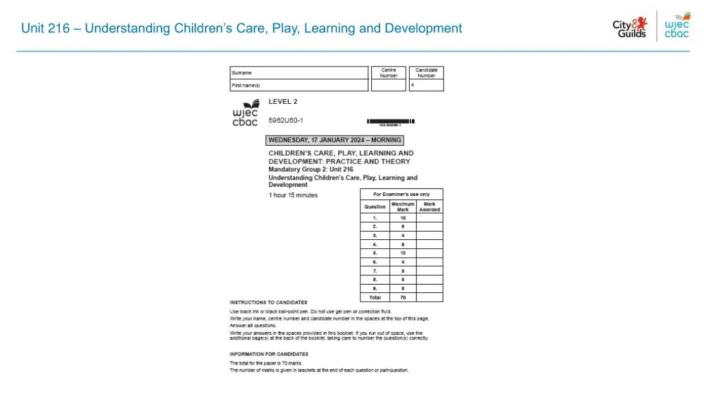 unit 216 understanding children s care play