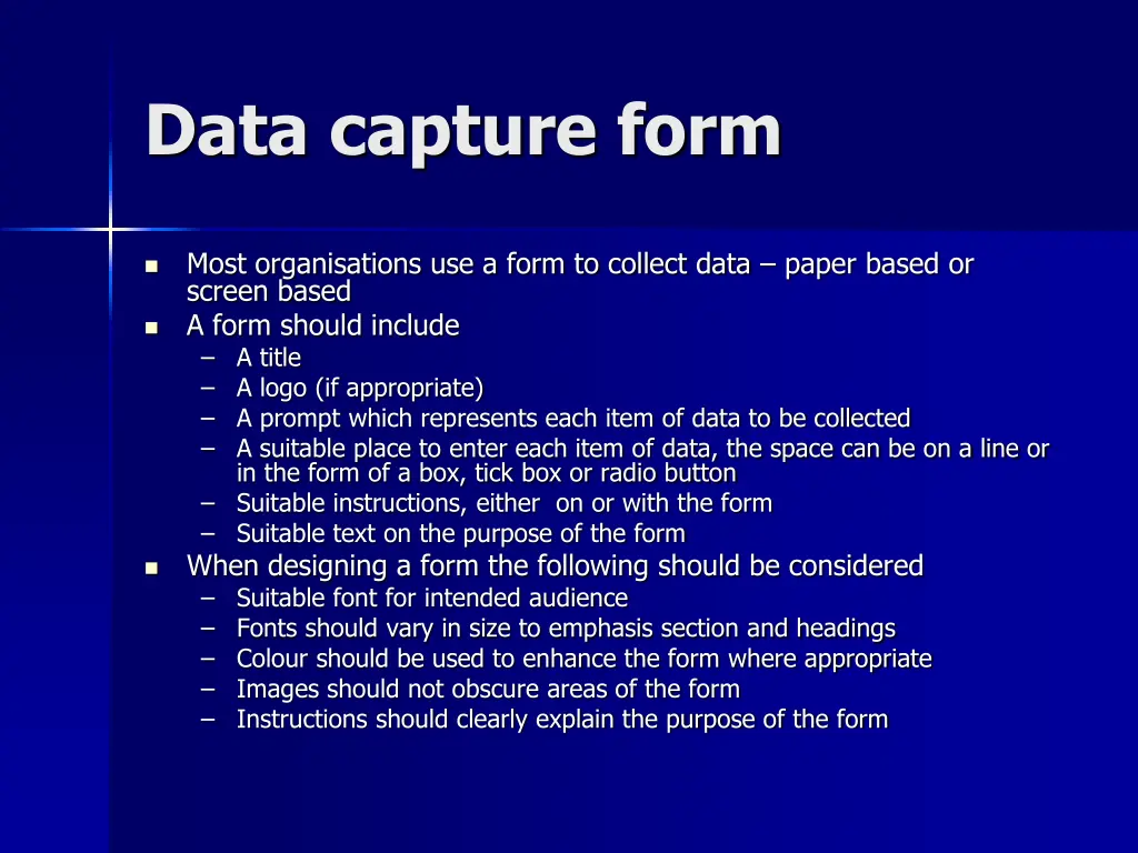 data capture form