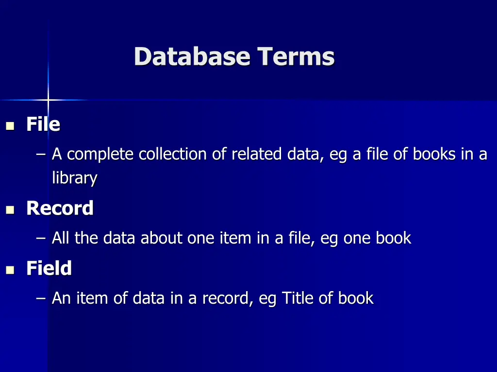 database terms