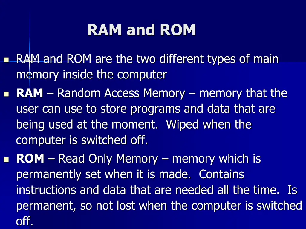 ram and rom