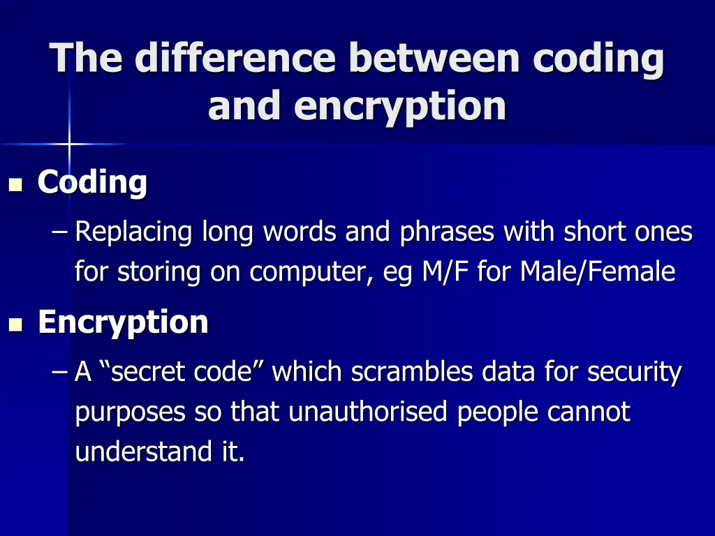 the difference between coding and encryption