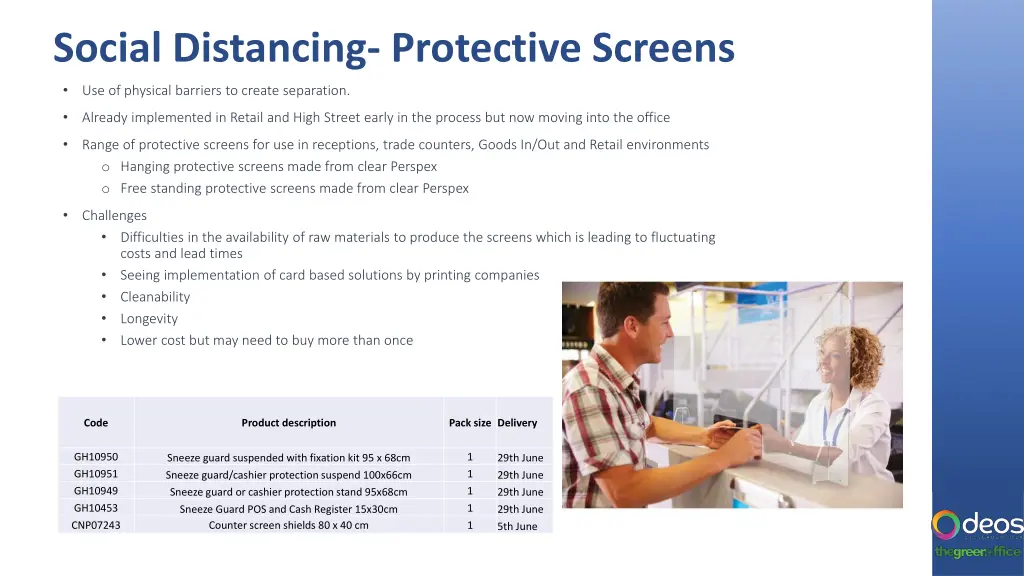 social distancing protective screens