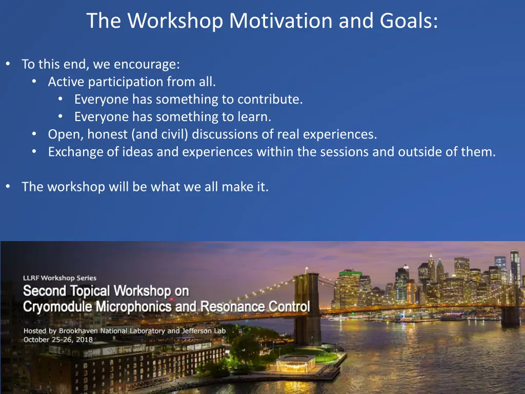 the workshop motivation and goals 1