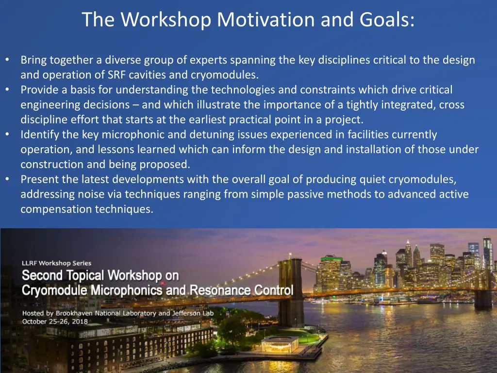 the workshop motivation and goals