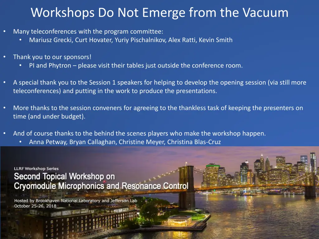 workshops do not emerge from the vacuum