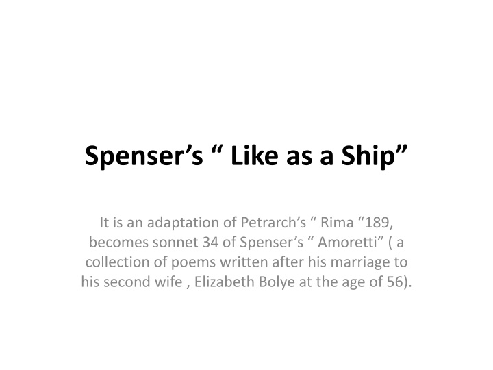 spenser s like as a ship