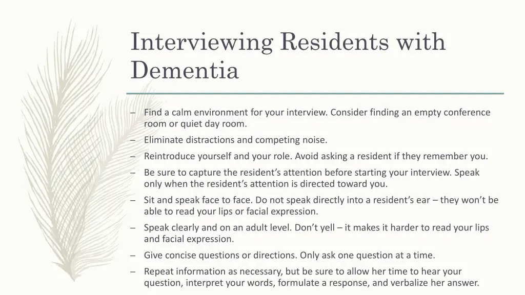 interviewing residents with dementia