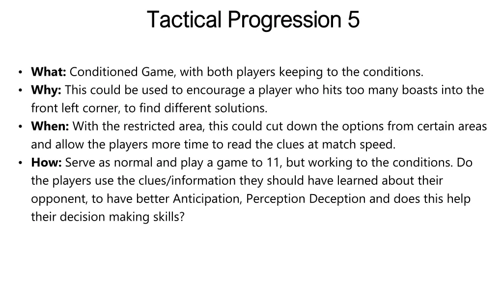 tactical progression tactical progression 5 5