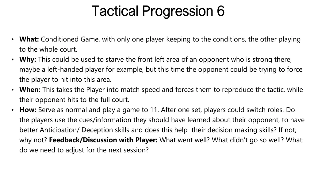 tactical progression tactical progression 6 6