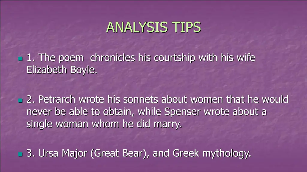 analysis tips