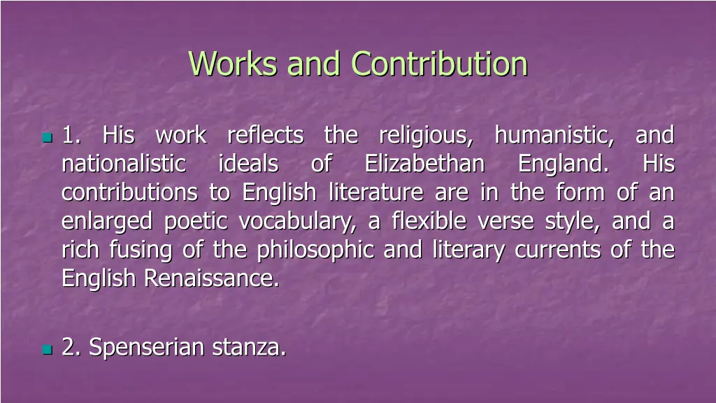 works and contribution