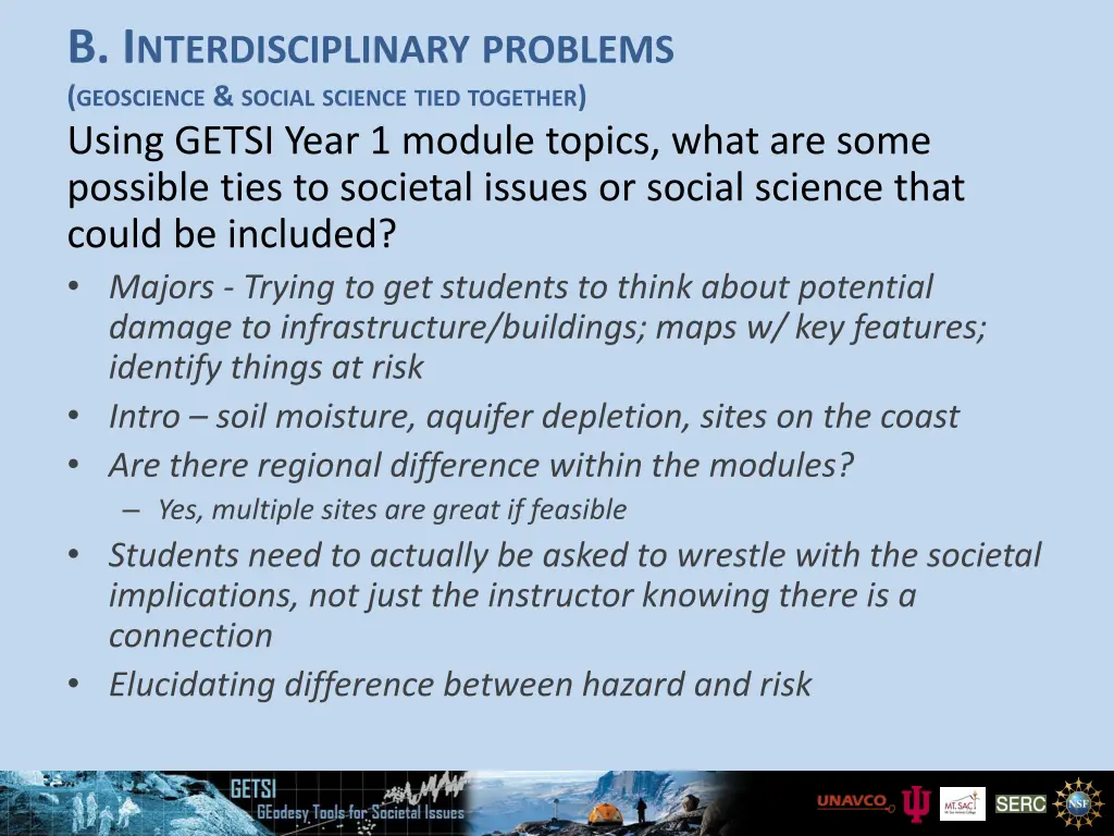 b i nterdisciplinary problems geoscience social