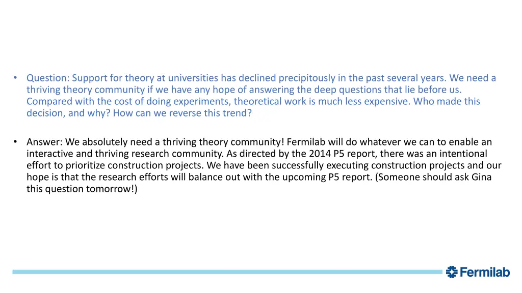 question support for theory at universities