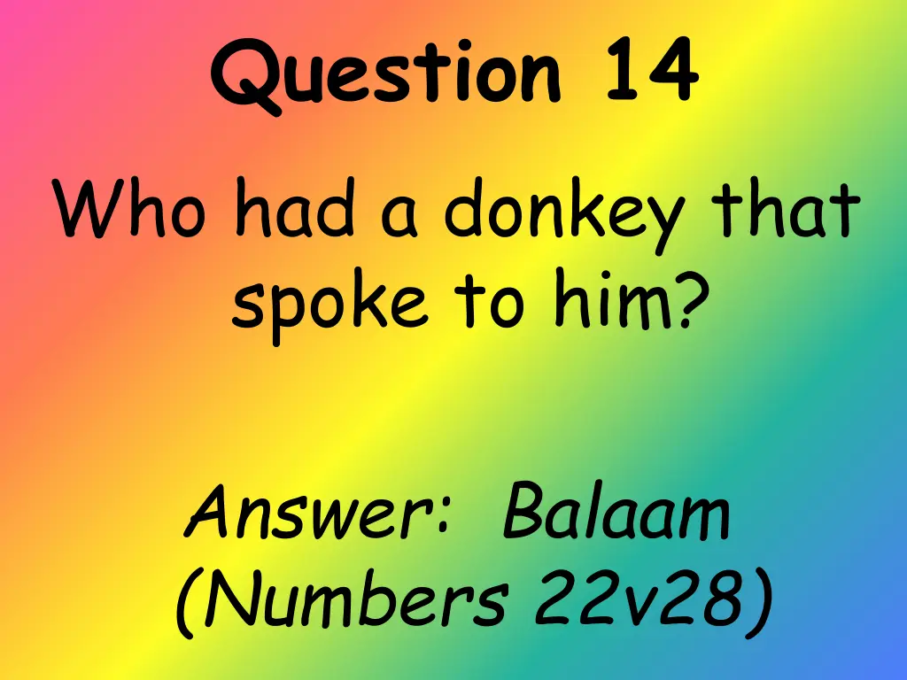 question 14 who had a donkey that spoke to him 1