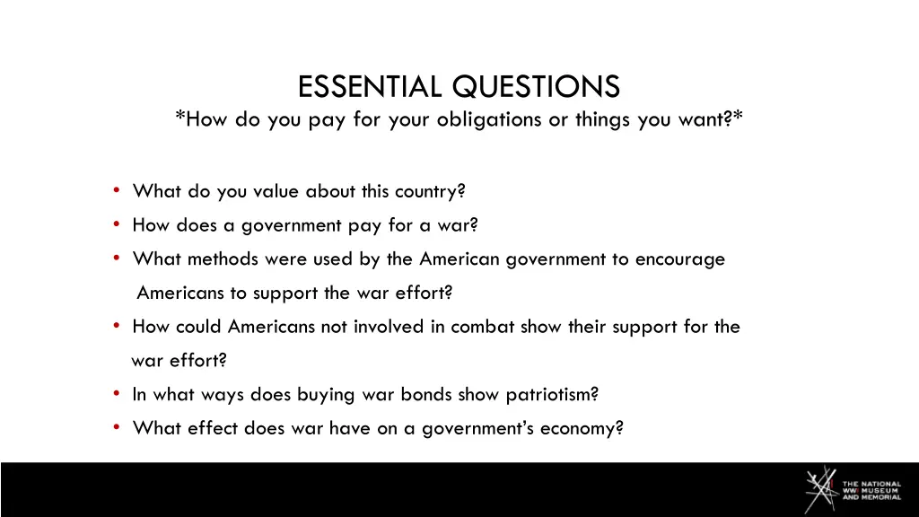 essential questions how do you pay for your