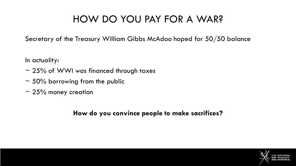 how do you pay for a war