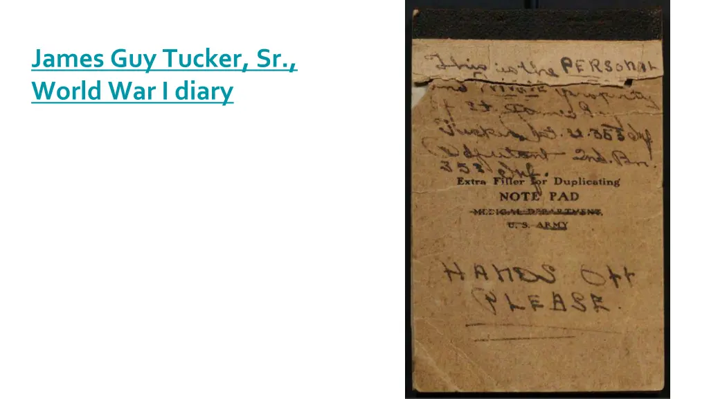 james guy tucker sr world war i diary