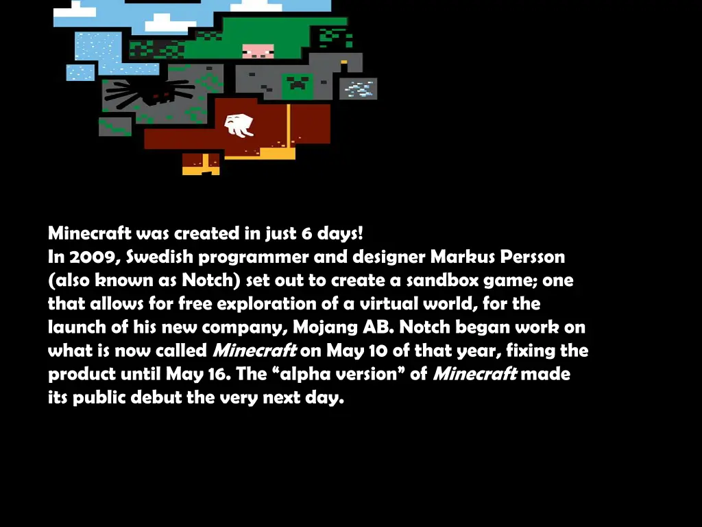 did you know minecraft was created in just 6 days