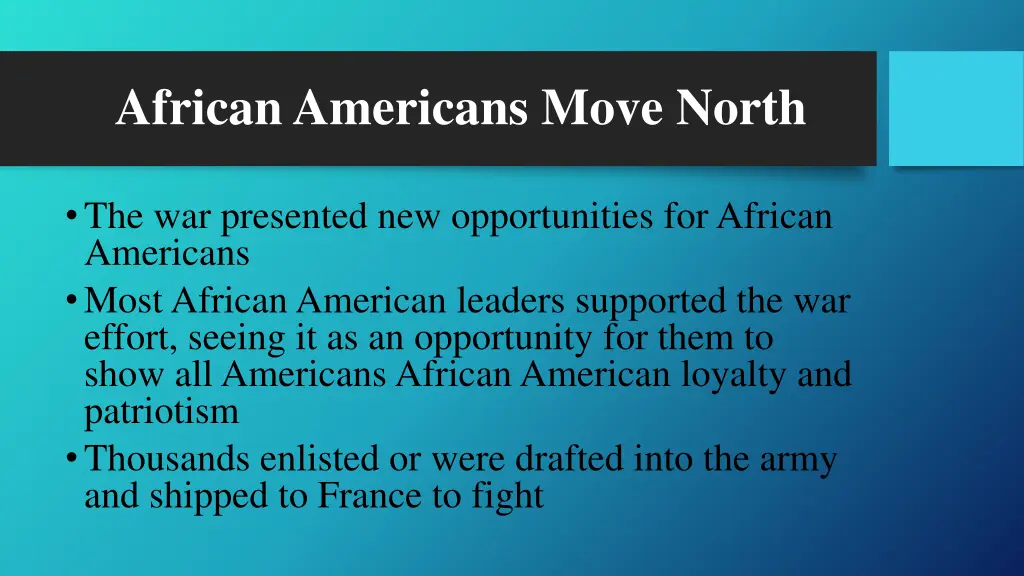 african americans move north