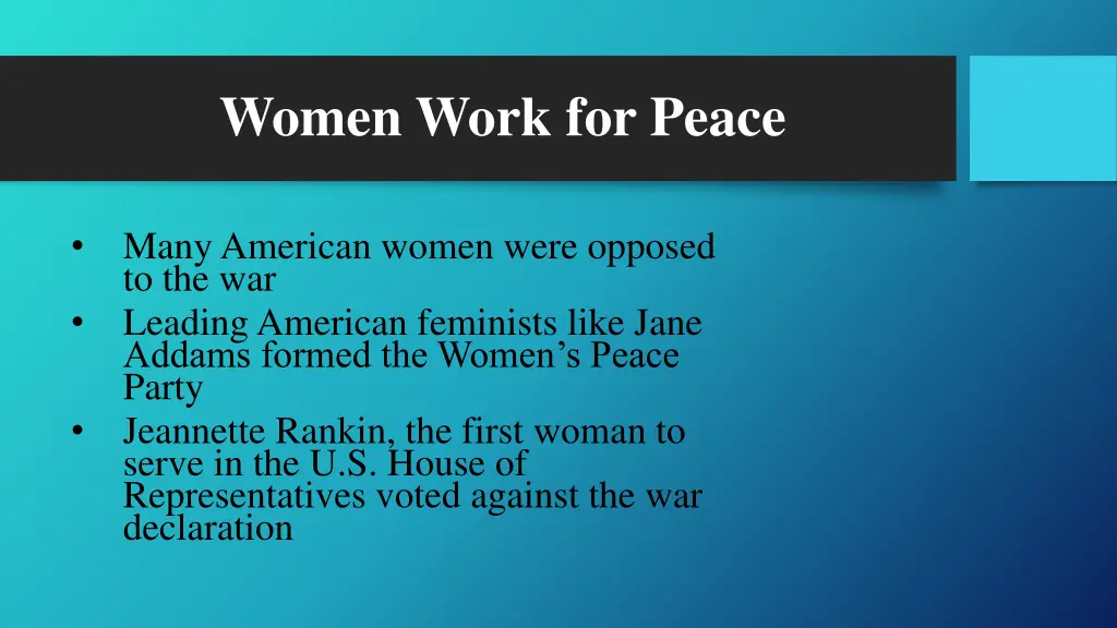 women work for peace