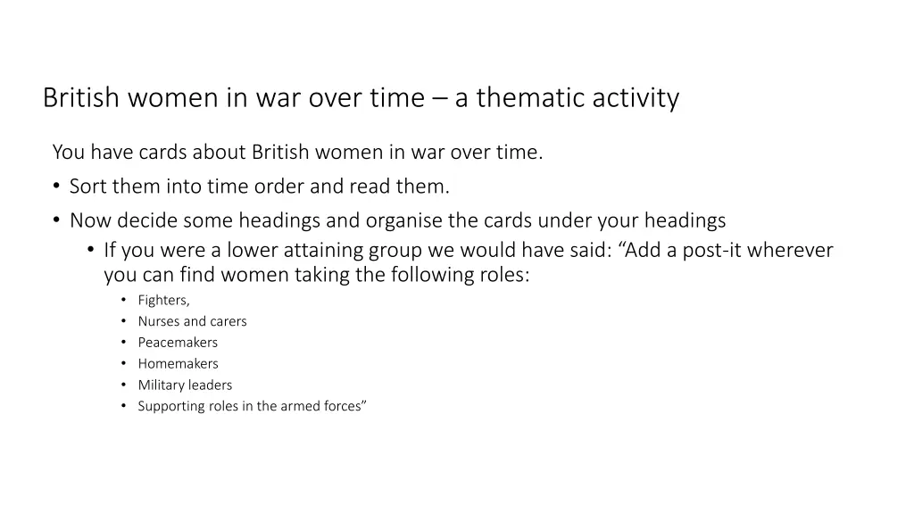 british women in war over time a thematic activity 2