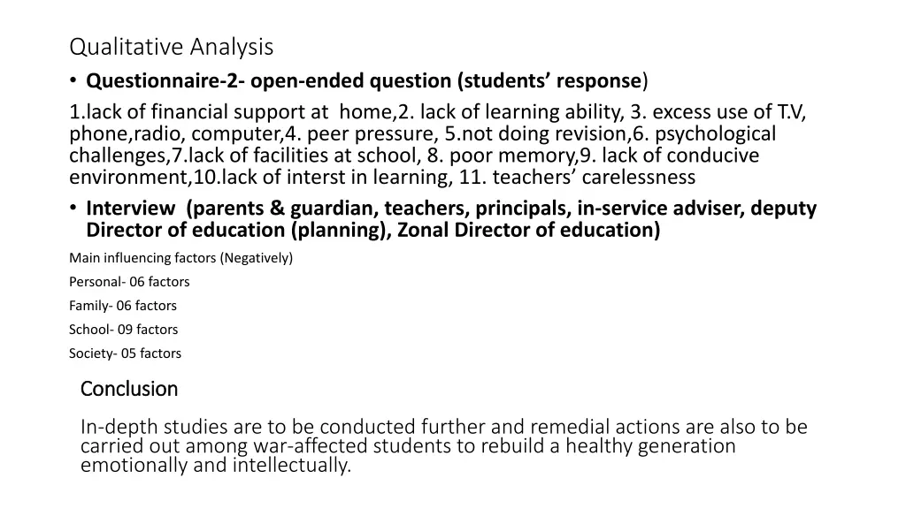 qualitative analysis questionnaire 2 open ended