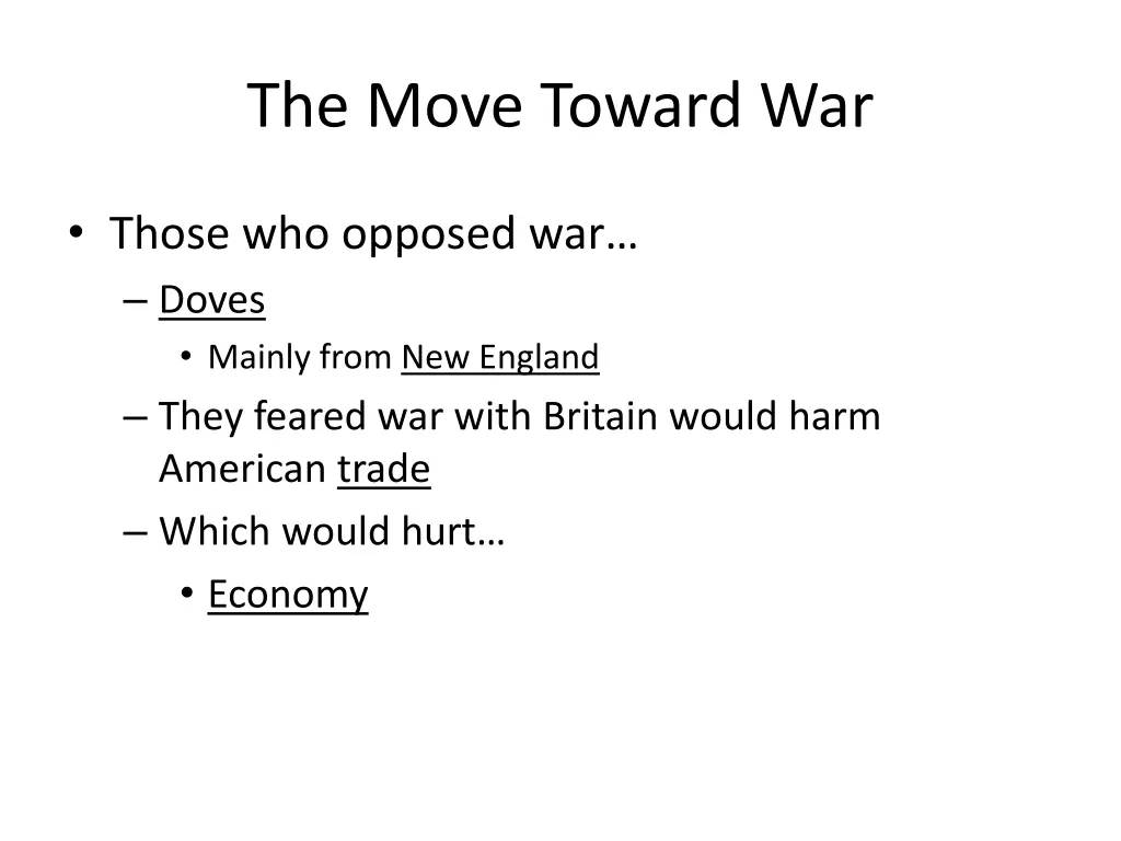 the move toward war 1