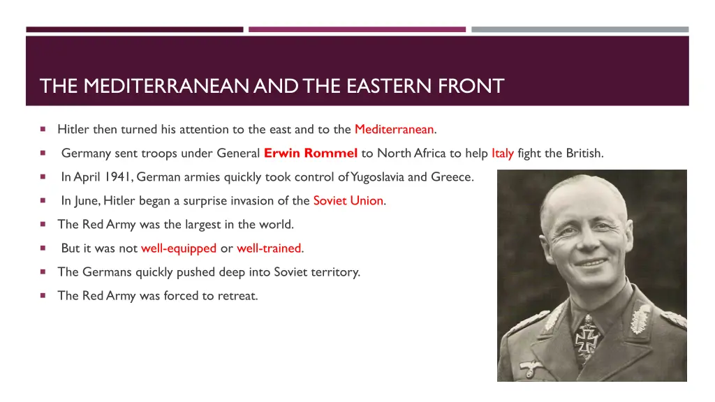 the mediterranean and the eastern front