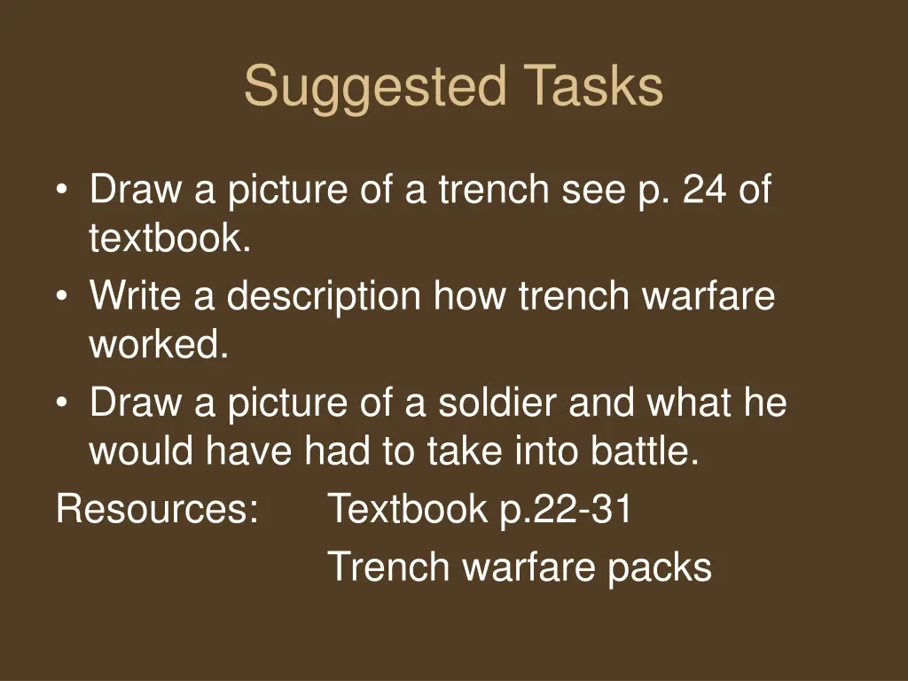 suggested tasks