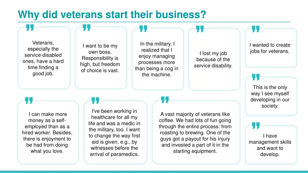 why did veterans start their business