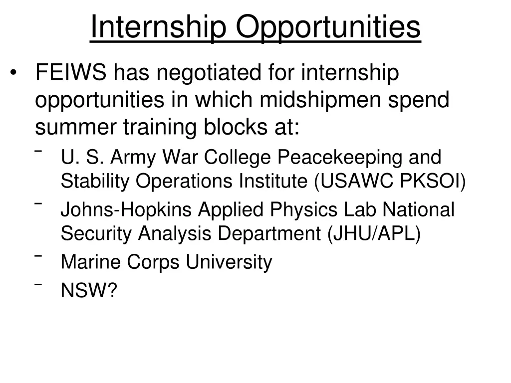 internship opportunities