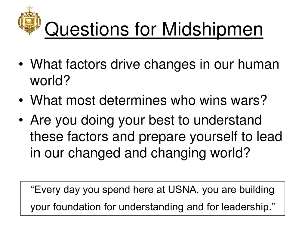 questions for midshipmen