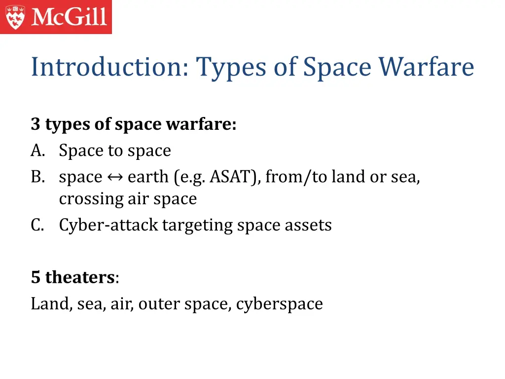 introduction types of space warfare