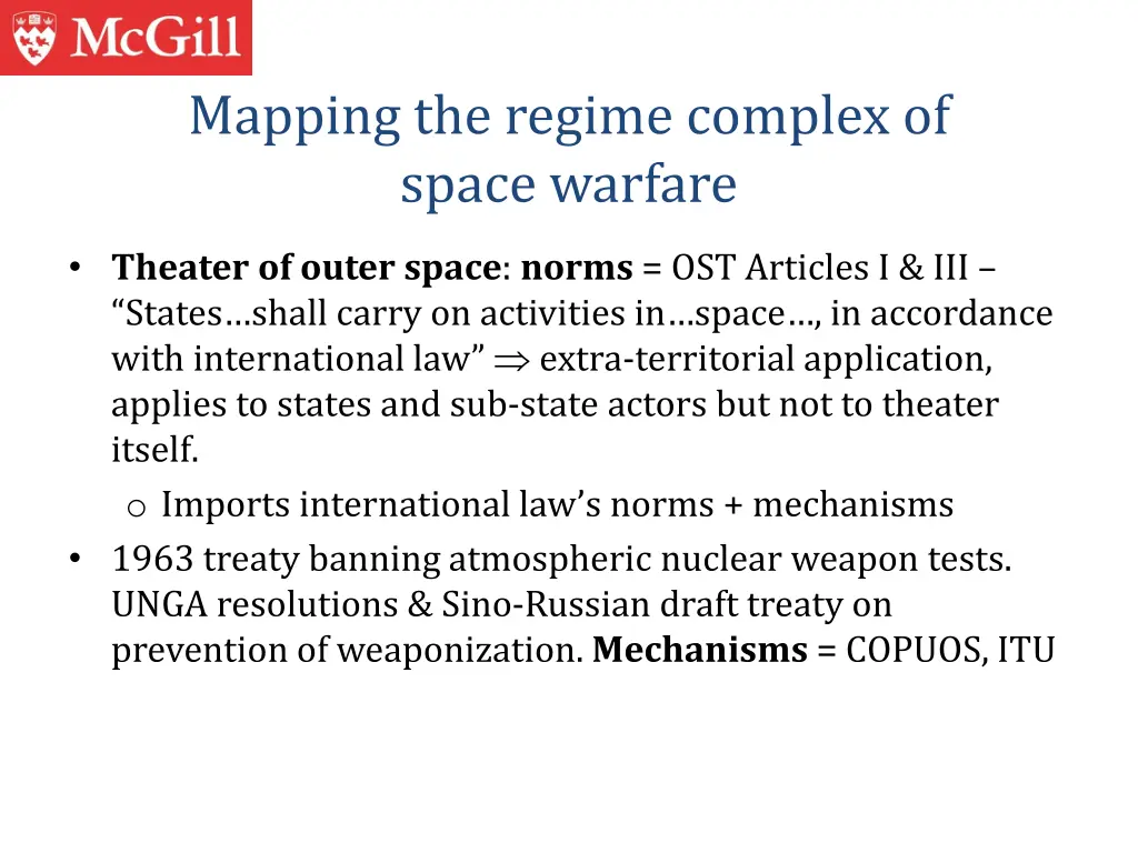 mapping the regime complex of space warfare 1