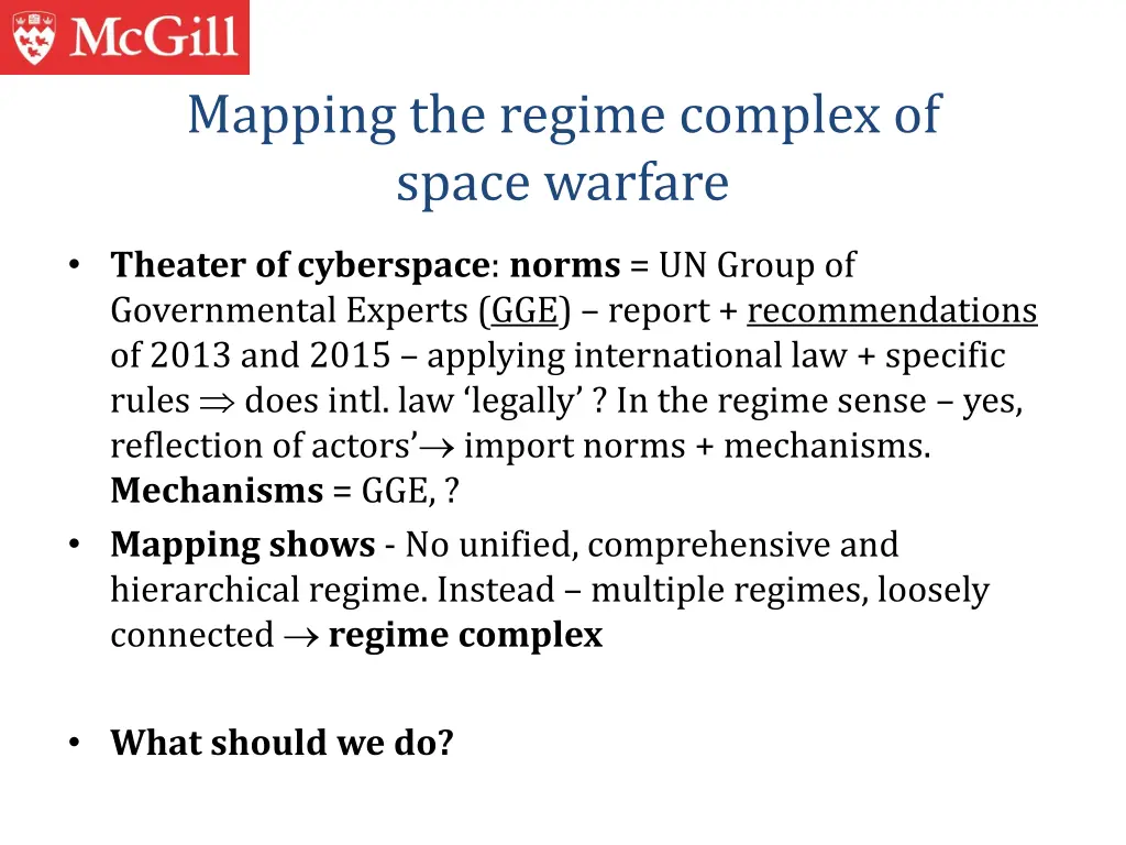 mapping the regime complex of space warfare 2