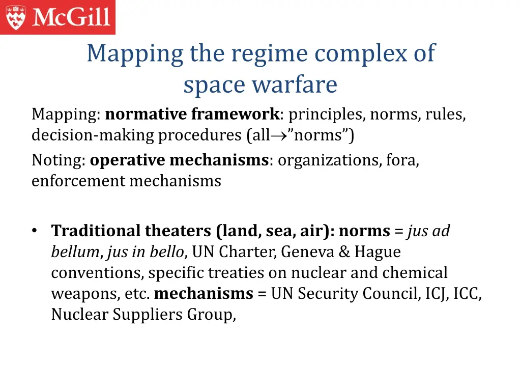 mapping the regime complex of space warfare