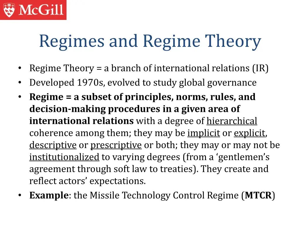 regimes and regime theory