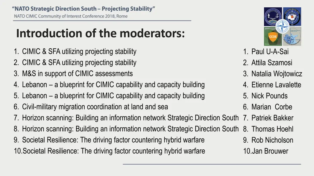 introduction of the moderators