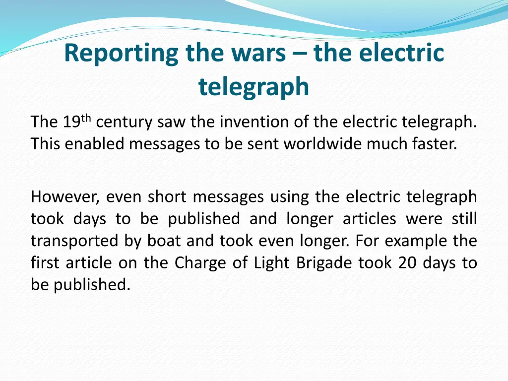 reporting the wars the electric telegraph