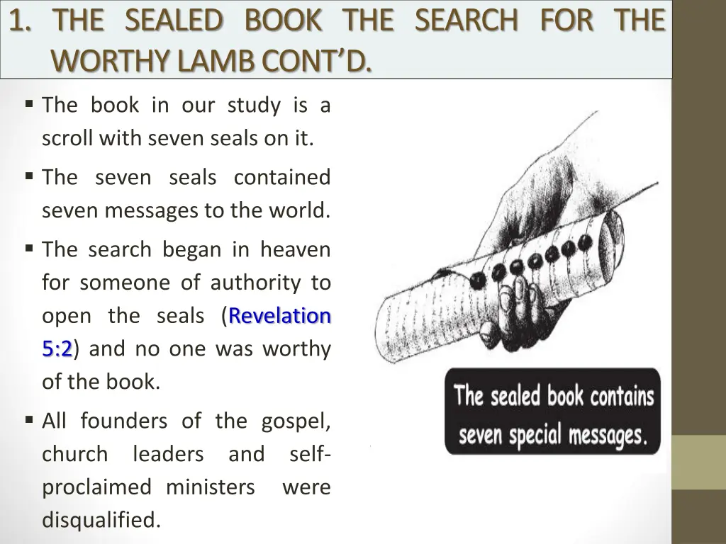 1 the sealed book the search for the worthy lamb 1