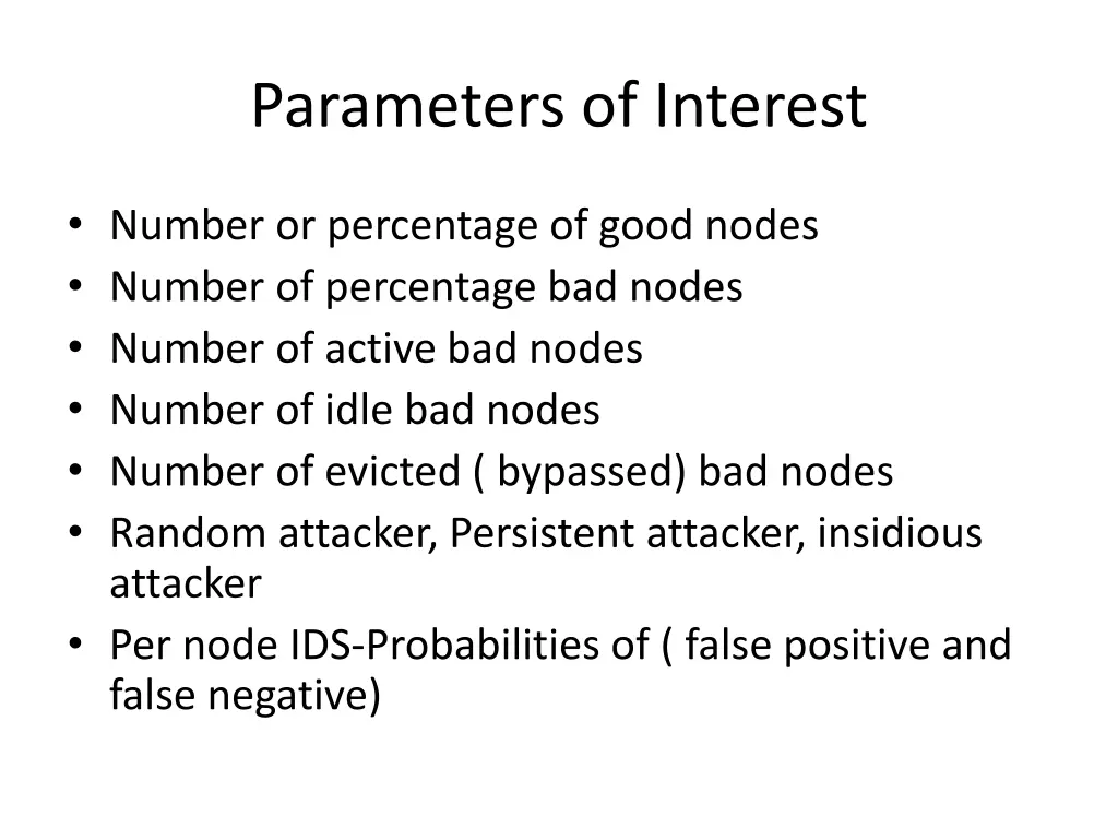 parameters of interest