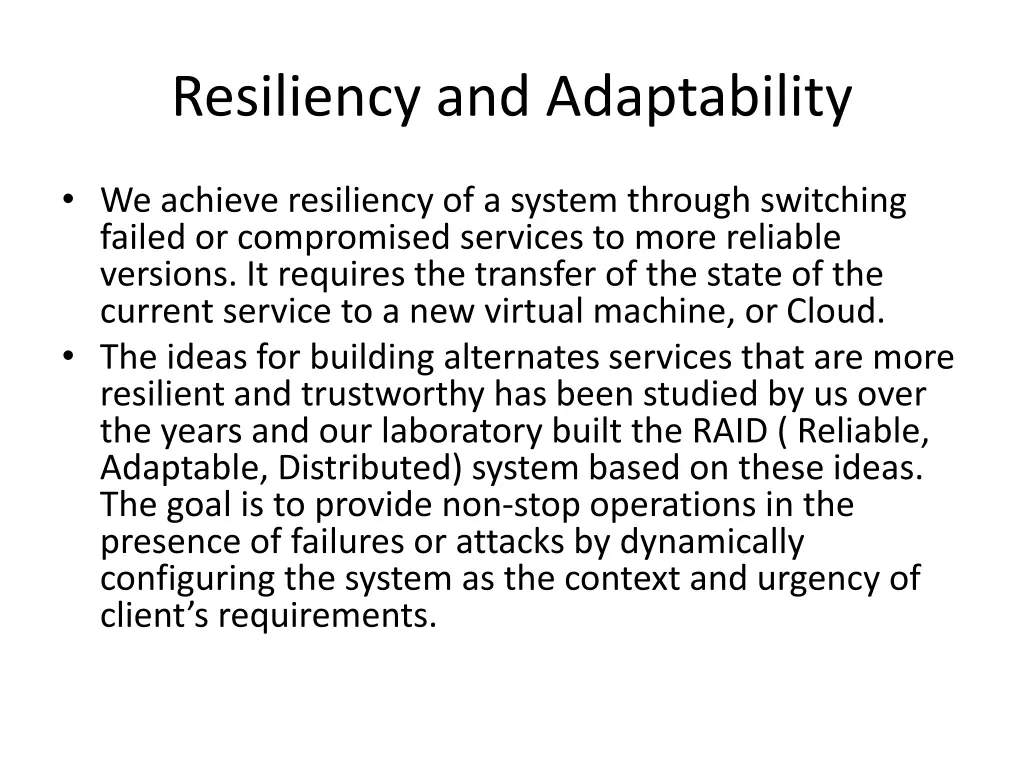 resiliency and adaptability