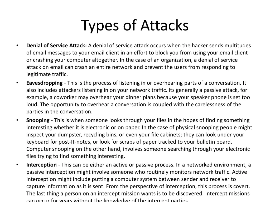 types of attacks