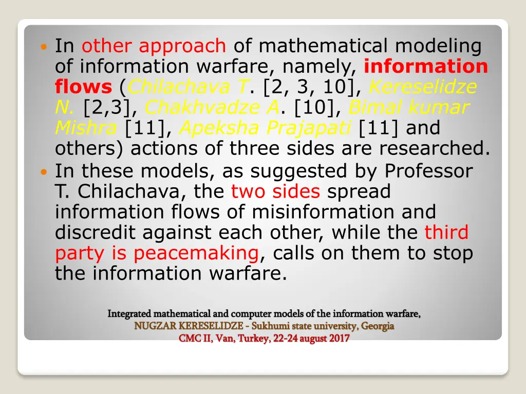 in other approach of mathematical modeling