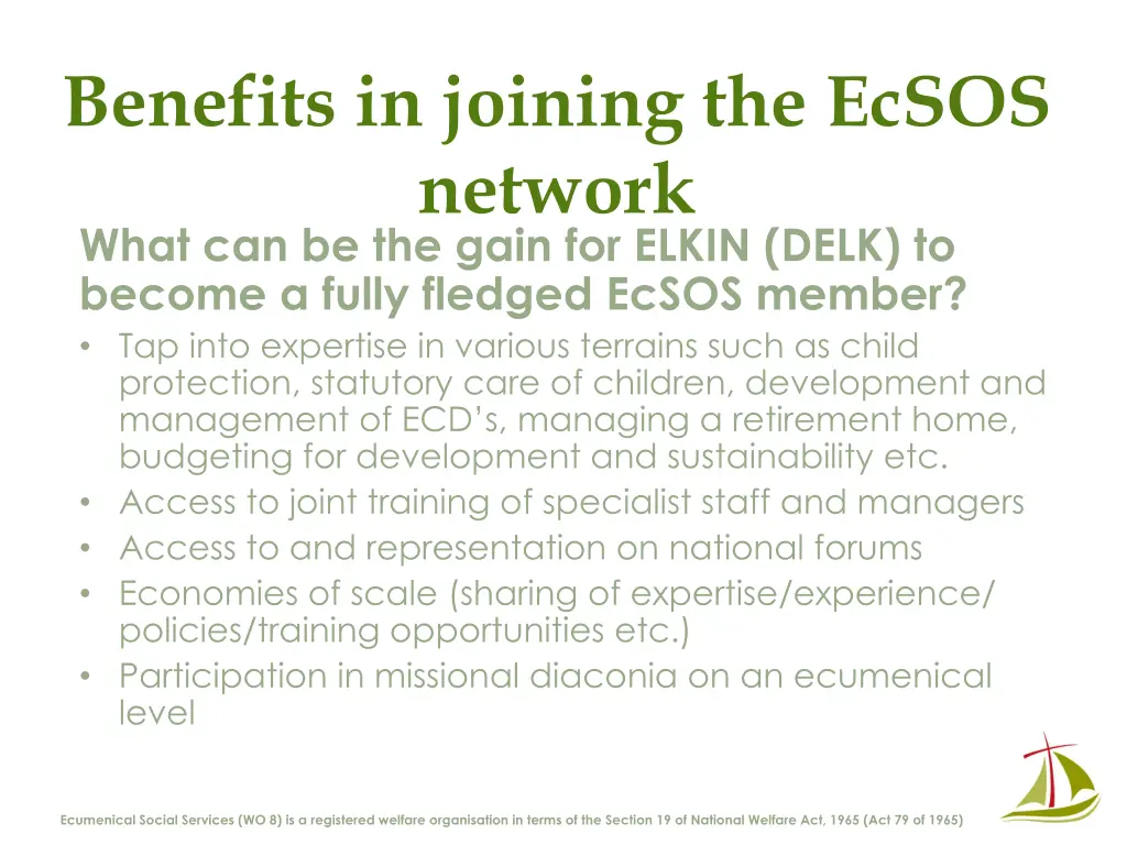 benefits in joining the ecsos network what