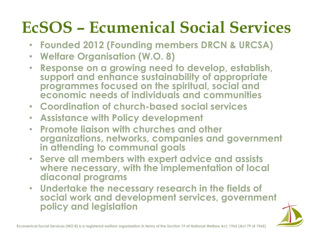 ecsos ecumenical social services founded 2012