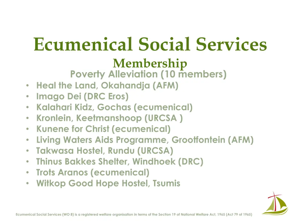 ecumenical social services membership poverty