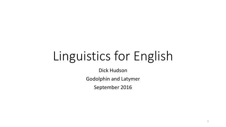 linguistics for english