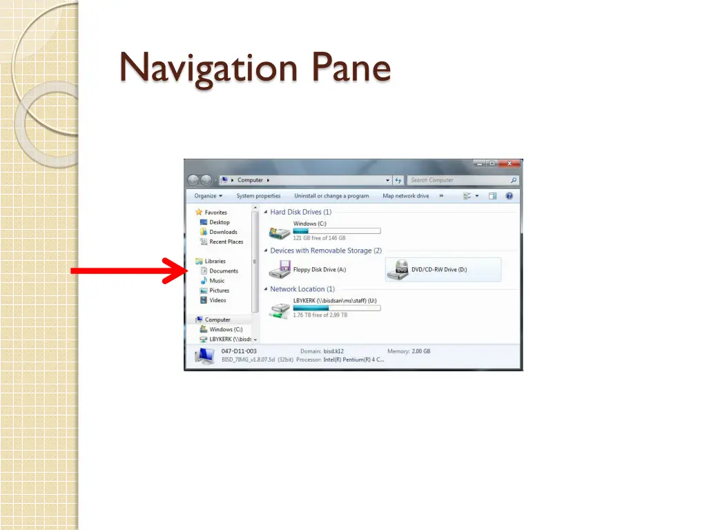 navigation pane