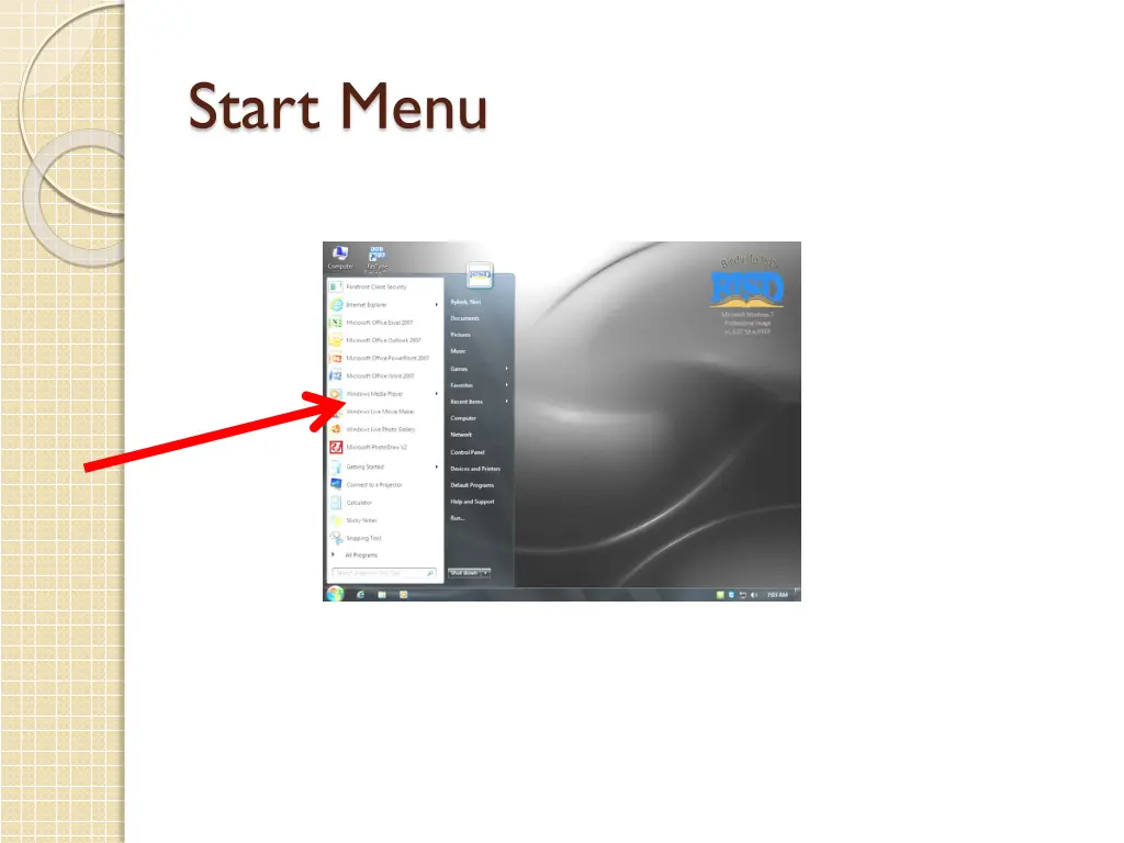 start menu